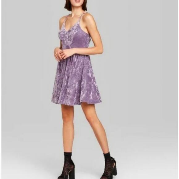 Wild Fable Crushed Velvet Dress Sleeveless Fit & Flare Lavender Womens Size M - Picture 1 of 9